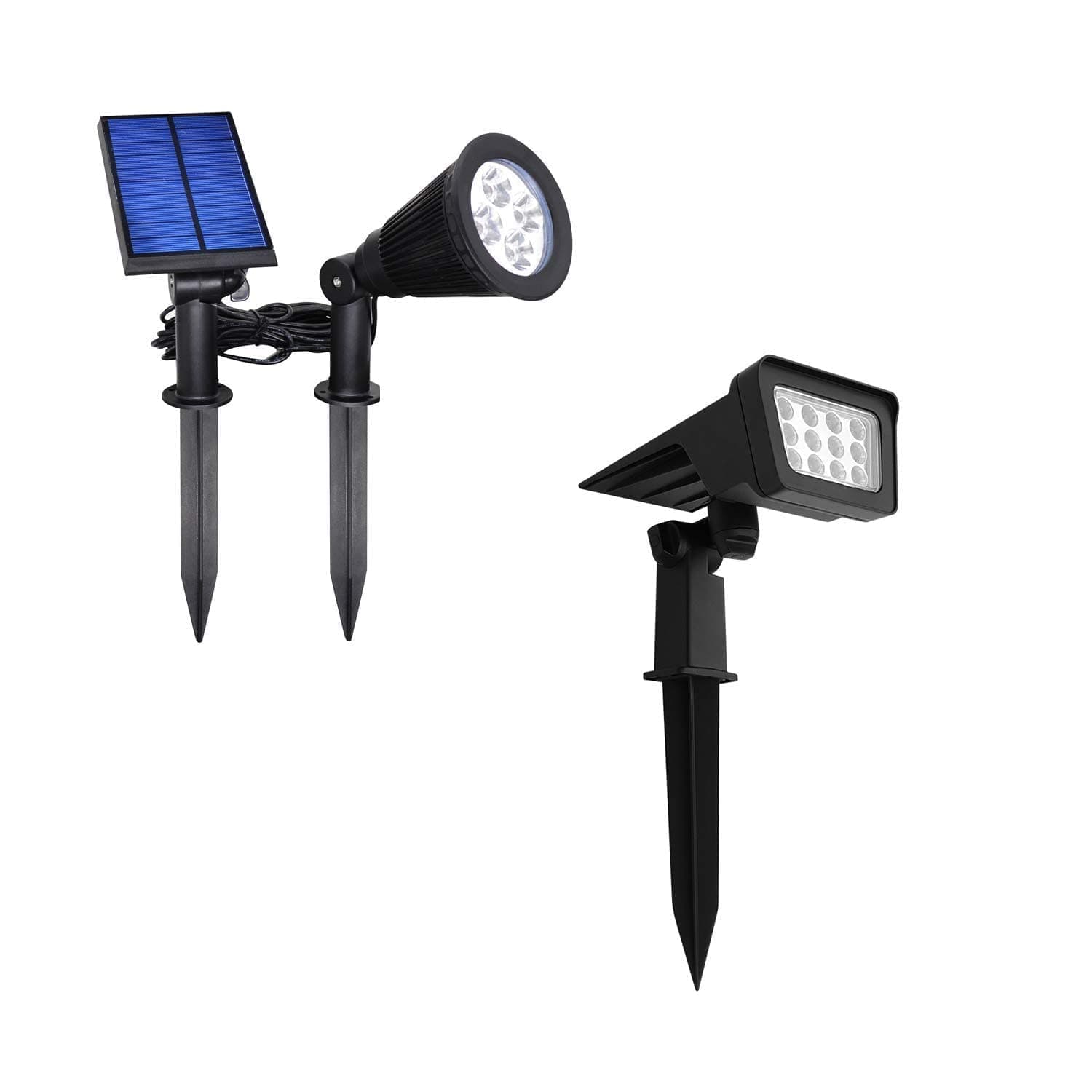 YINGHAO Solar Landscape Spotlight 200lm Separated Panel and Light with 3 Meter Long Cord & 300lm New Version Wireless Spot Light (1 Pack & 1 Pack, White Light)