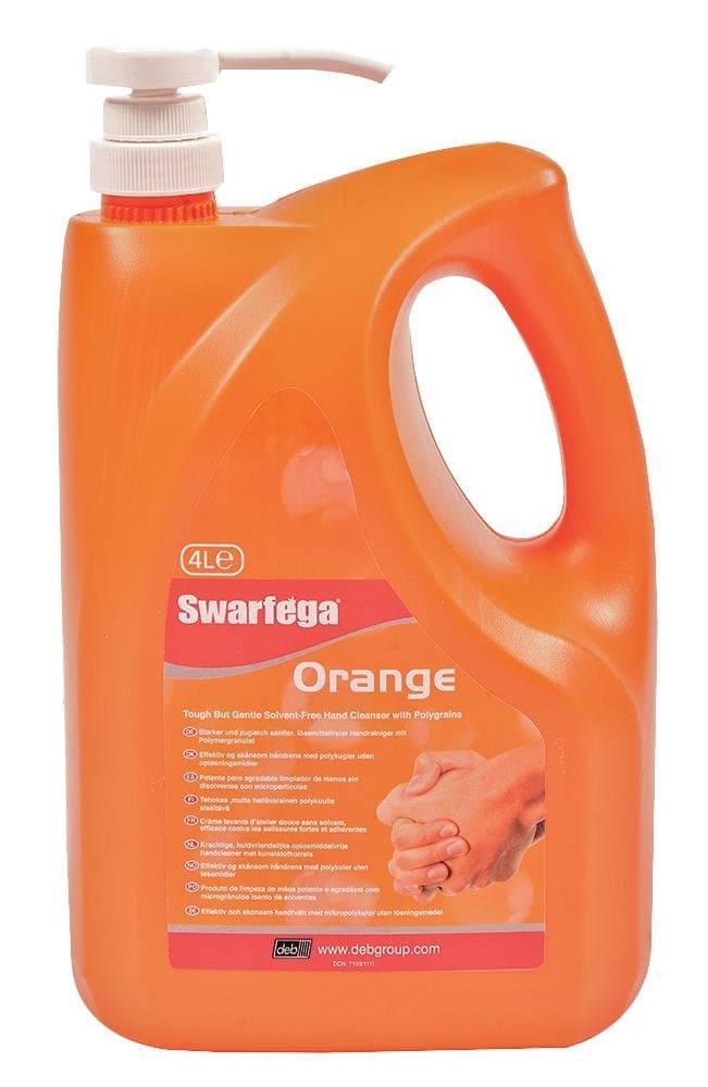 DEB SOR4LMP Swarfega Hand Cleaner Pump, 4L, Orange
