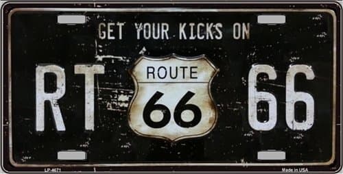 Route 66 (Get Your Kicks) Metal License Plate Tag Sign