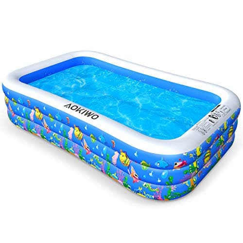 AOKIWO Family Inflatable Swimming Pool, 122" X 72" X 22" Full-Sized Inflatable Lounge Pool Kiddie Pool for Kids, Adults, Infant, Garden, Backyard, Outdoor Swim Center Water Party