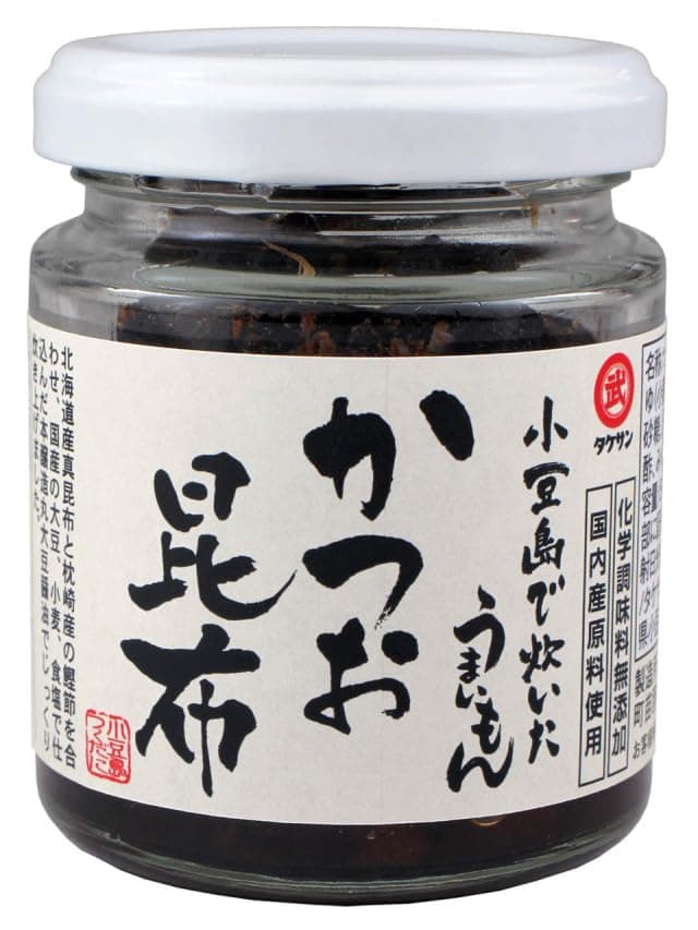 Takesan Tsukudani of Seaweed in bottle. TUKUDANI is a preserved food made with soy sauce. A traditional Japanese food that has been around for 400 years. (KATSUO KONBU of Bonito & Kelp 1.8oz (50g))