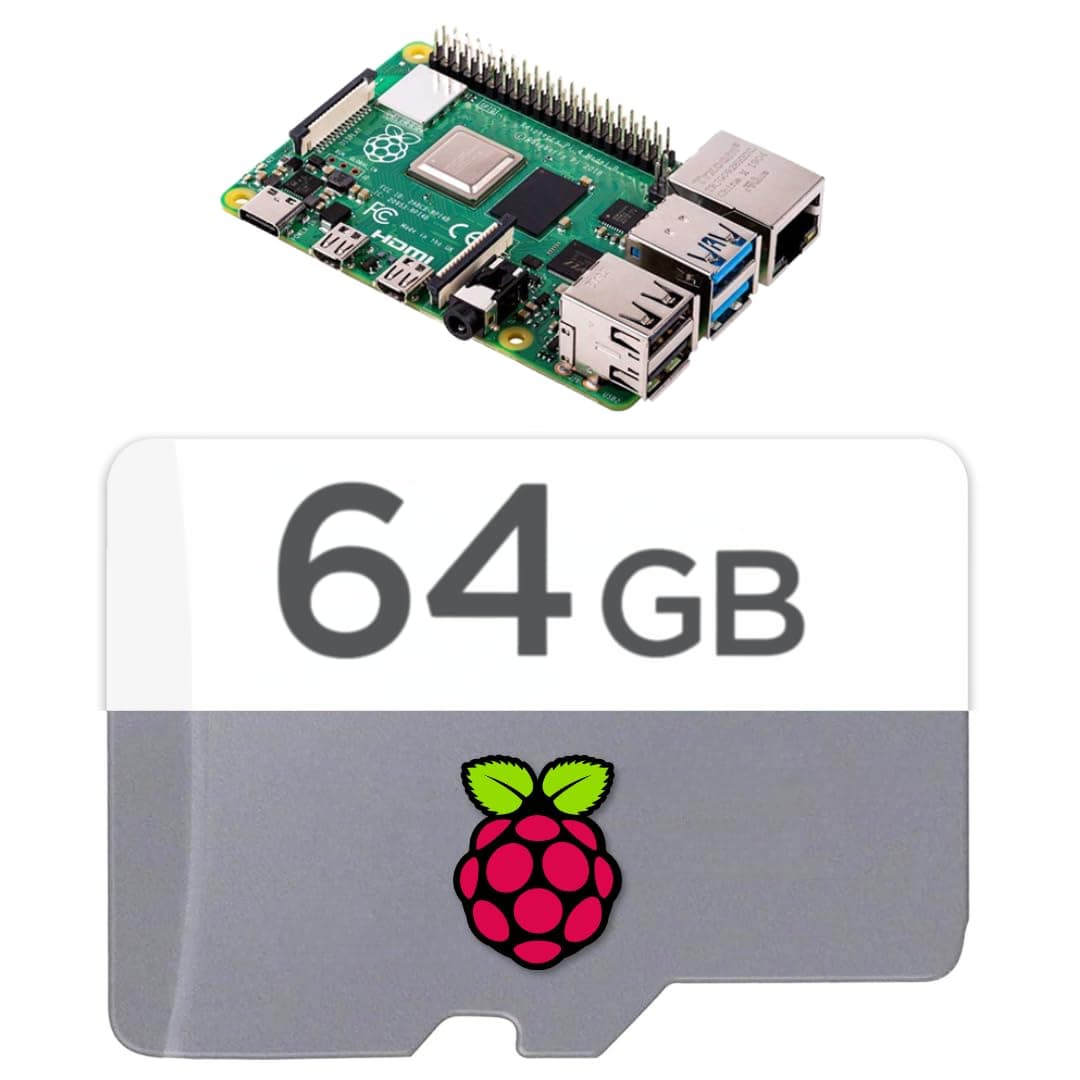 64GB Raspberry Pi Preloaded (RASPBIAN/Raspberry Pi OS) SD Card | 5, 400, 4, 3B+, 3A+, 3B, 2, Zero Compatible with All Pi Models (64GB)