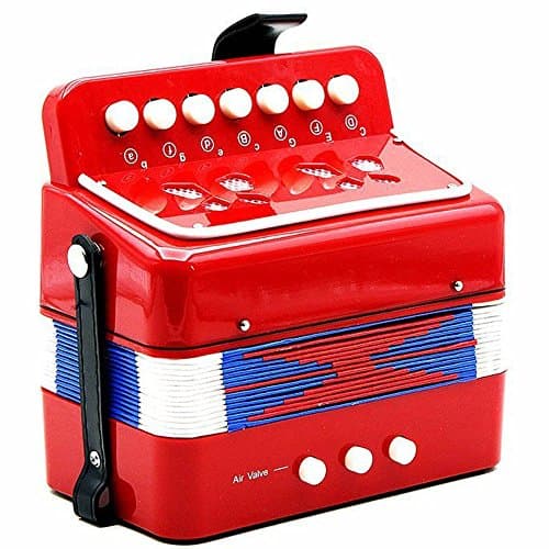 Twinbuys Mini Small Accordion 7-Key 2 Bass Educational Musical Instrument Rhythm Band for Kids Red