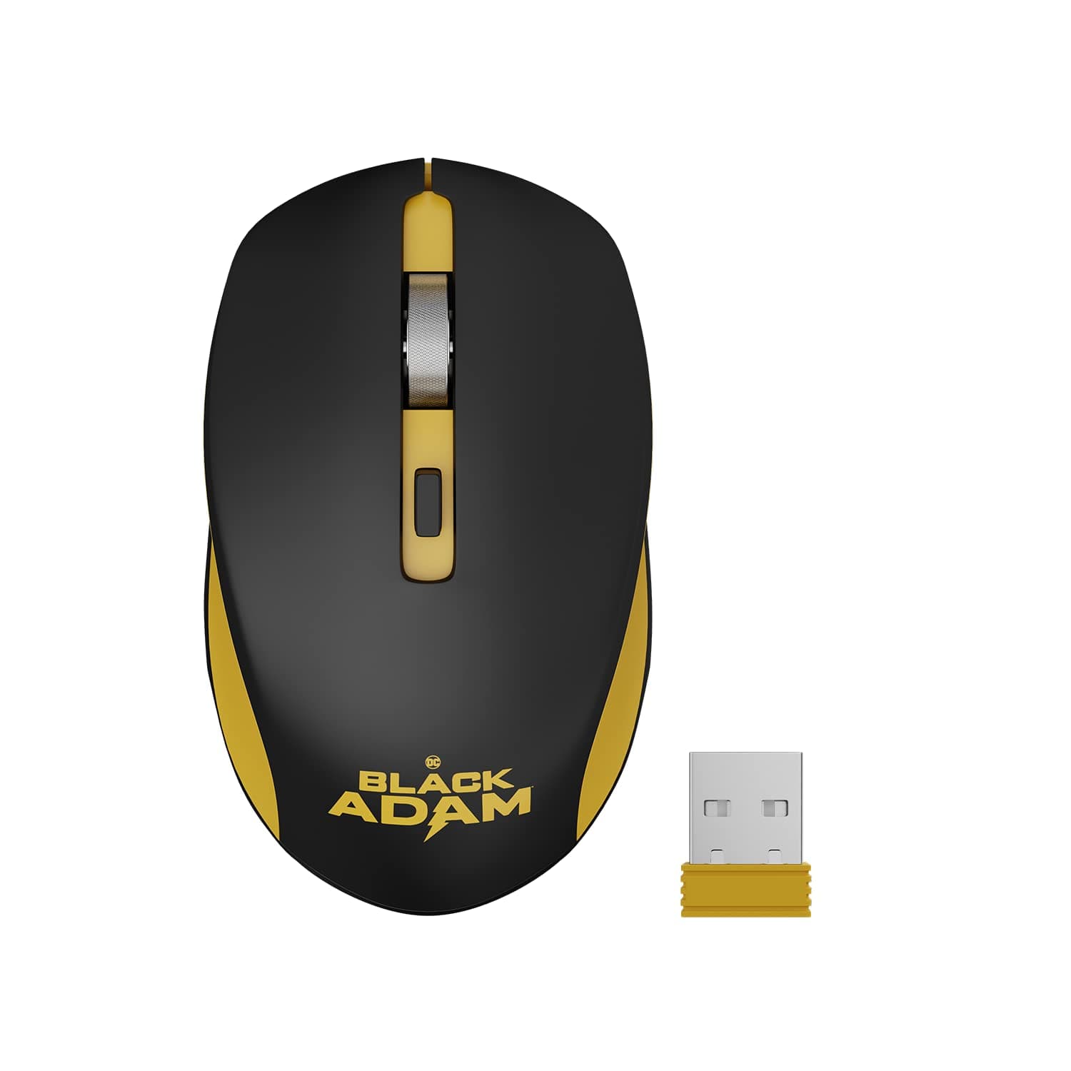 DC Black ADAM Edition Jaguar Silent Wireless Mouse for Computer, Laptop with 1600 DPI max, Switch Control, Power ON/Off, Plug & Play Usage, 2.4GHz Nano Receiver and Lightweight
