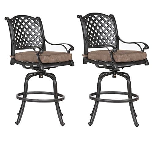 iPatio Sparta Bar Stool with Cushion, All-Weather Furniture, Set of 2