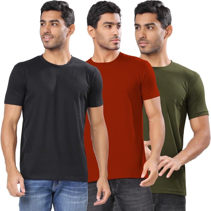 London Hills Men's Solid Cotton T Shirt | Round Neck | Half Sleeve | Plain-Regular Fit | Men's Super Combed Cotton Rich Solid Round Neck Regular Fit Half Sleeve T-Shirt
