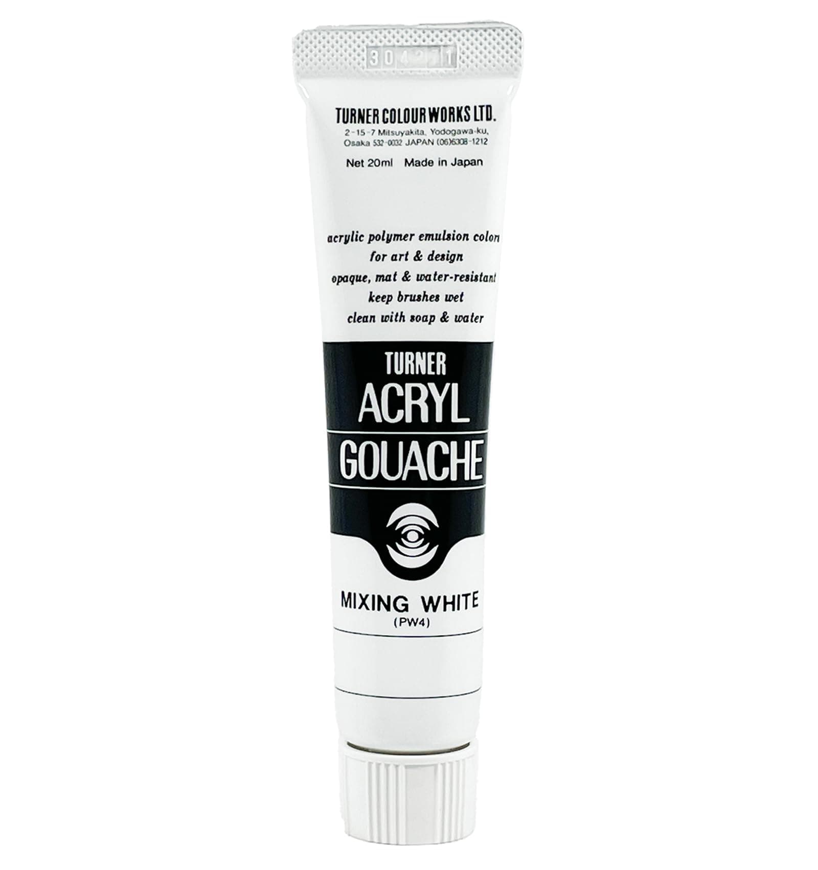Turner Colour Works Acryl Gouache Artist Acrylic Paint - Single 20 ml Tube - Mixing White