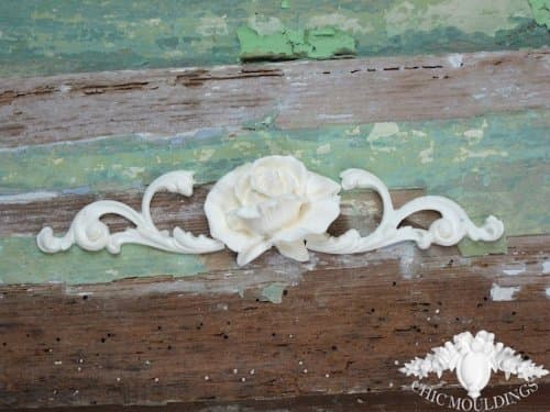 Shabby Chic Moulding Applique Large Rose and Scrolls Decorative Furniture Trim Embellishment Onlay