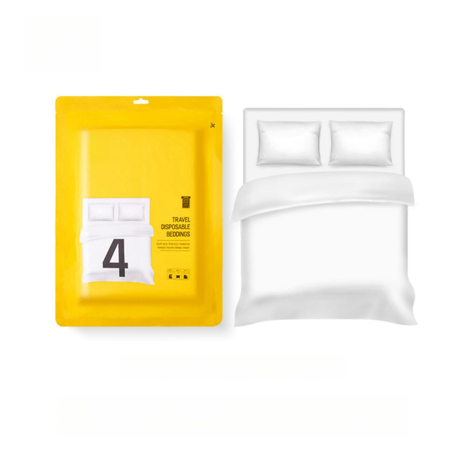 JDLYEVER All-In-One Travel Disposable Bedding Set, B&B Hotel Disposable Bed Sheet, Quilt Cover, Pillowcase 4-Piece Sleeping Bag Bedding Set, Hygienic & Disposable, Ideal for Short Stays 200cm*220cm