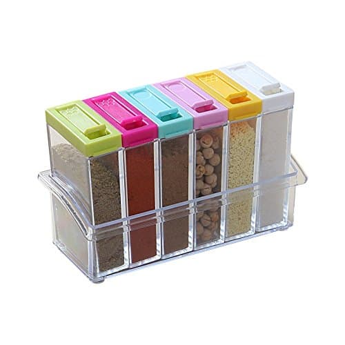 Darkpyro DFS Crystal Seasoning Box Seasoning Set Pepper Salt Spice Rack (Set Of 6),Multicolor