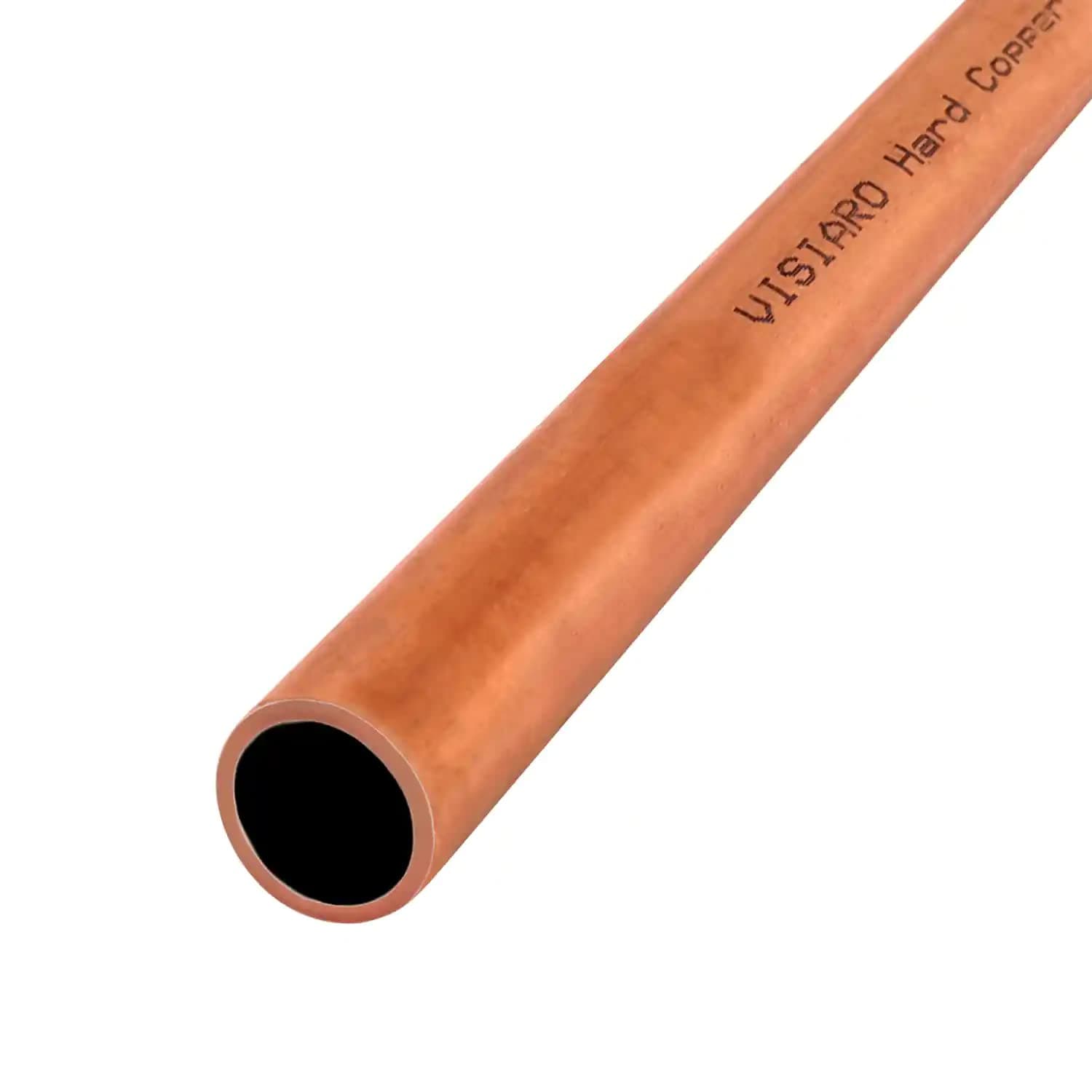 Visiaro Hard Pure Copper Tube, 1mtr, Outer Dia 6 mm, Wall Thickness 25 swg, 99.9% Purity, Industrial Metal, Seamless Hollow Pipe for Air Conditioning, Refrigeration, Plumbing Systems and DIY Projects