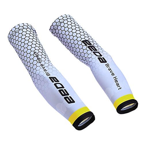 Cooling Arm sleeves - Cooler Cycling Sleeve with Sun Block UV Protection - Hand Sleeves Cover for Outdoor Bike Hiking Golf Basketball Baseball Sports (Medium, White)