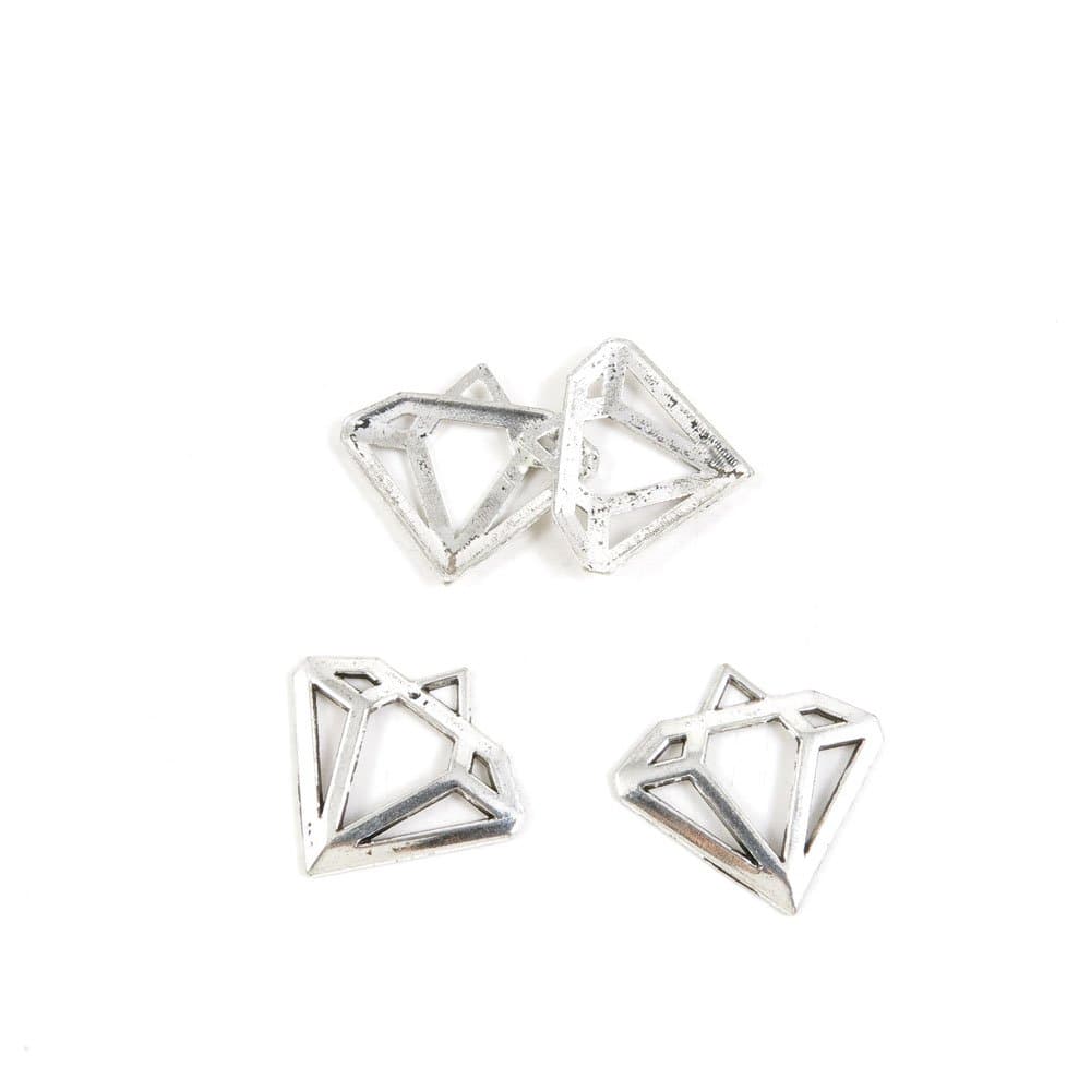 40 Pieces Antique Silver Tone Jewelry Making Charms I7SI7 Diamond Shape Pendant Ancient Findings Craft Supplies Bulk Lots