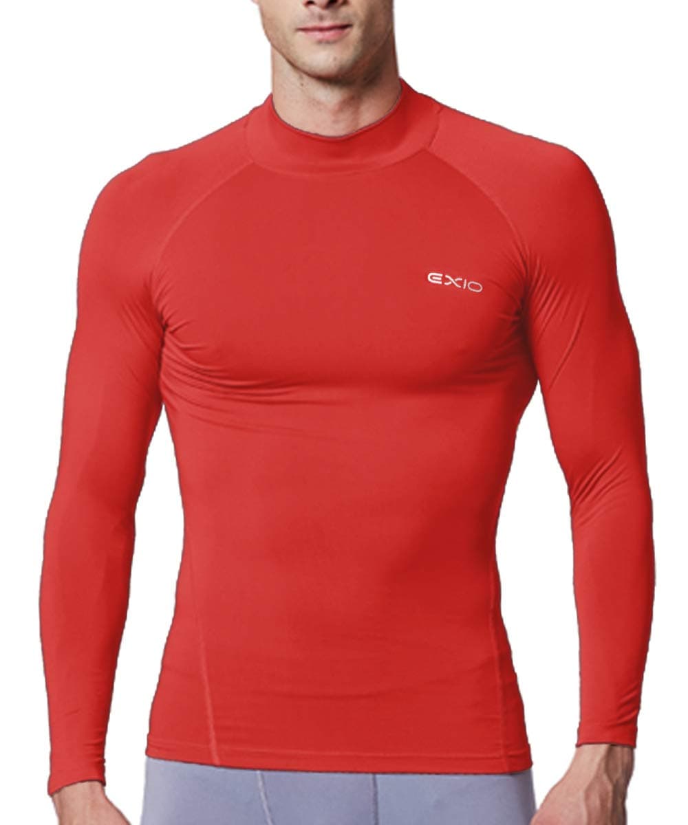 EXIO Mens Mock Compression Baselayer Top Cool Dry Long-Sleeve Shirt EX-T02