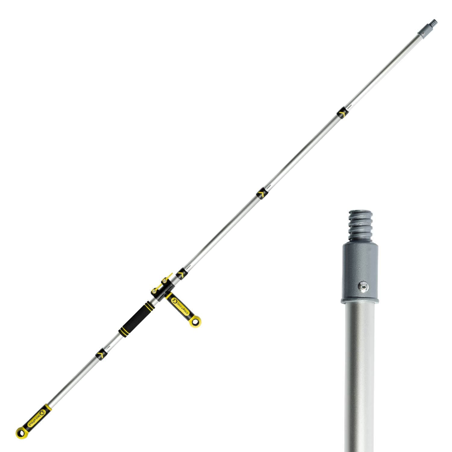 DocaPole 6 Foot Multi-Purpose Extension Pole; 4-Piece Extension Pole for use as Light Bulb Changer, Paint Roller, Gutter Cleaning Tools, and Hanging Lights