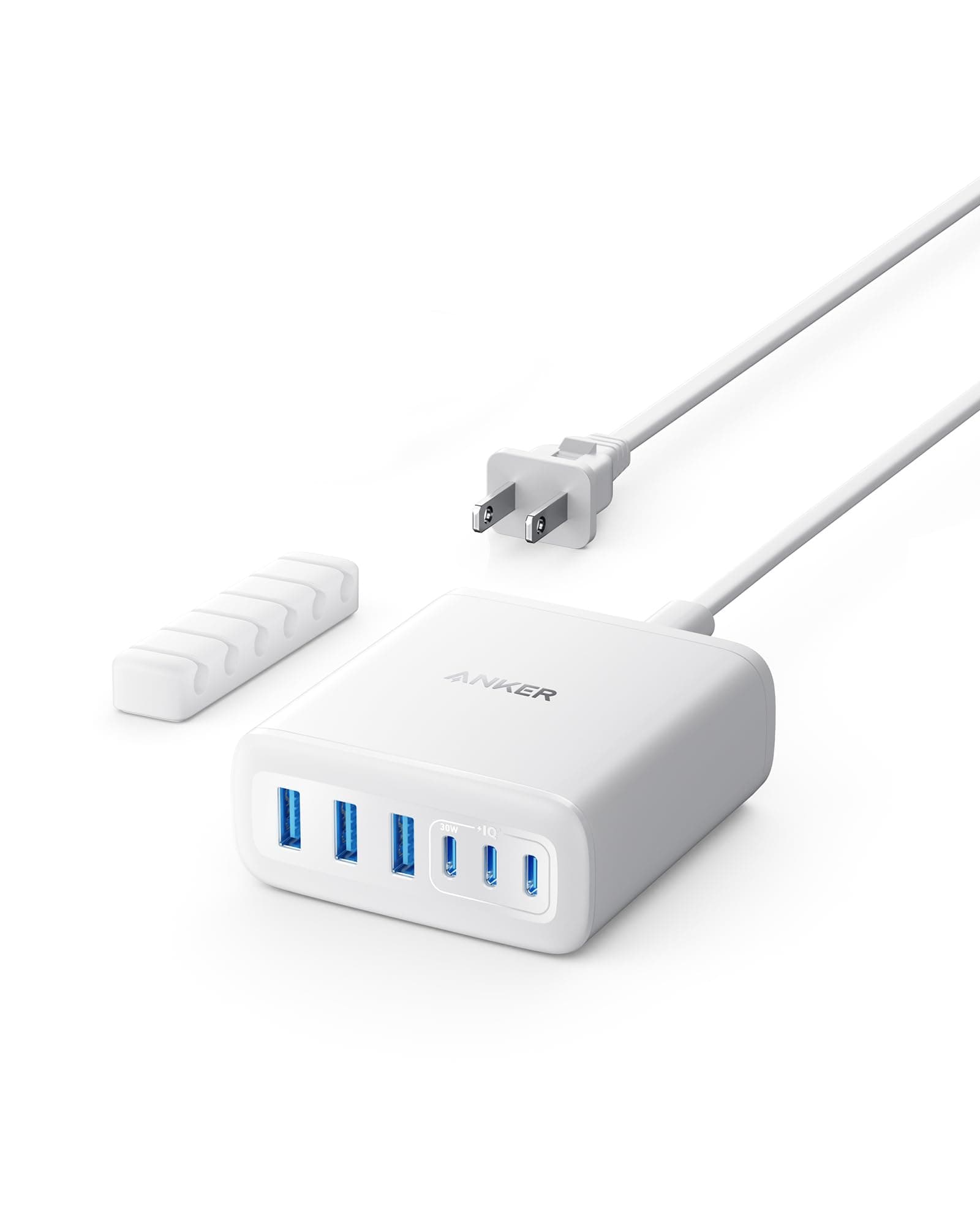 Anker Desktop Charger, Fast Charging USB C Charger with 112W Max 6-Port Desk Accessories for Home Office, Campatible with Multiple Devices, iPhone, iPad, MacBook, Galaxy and More (Cable Not Included)