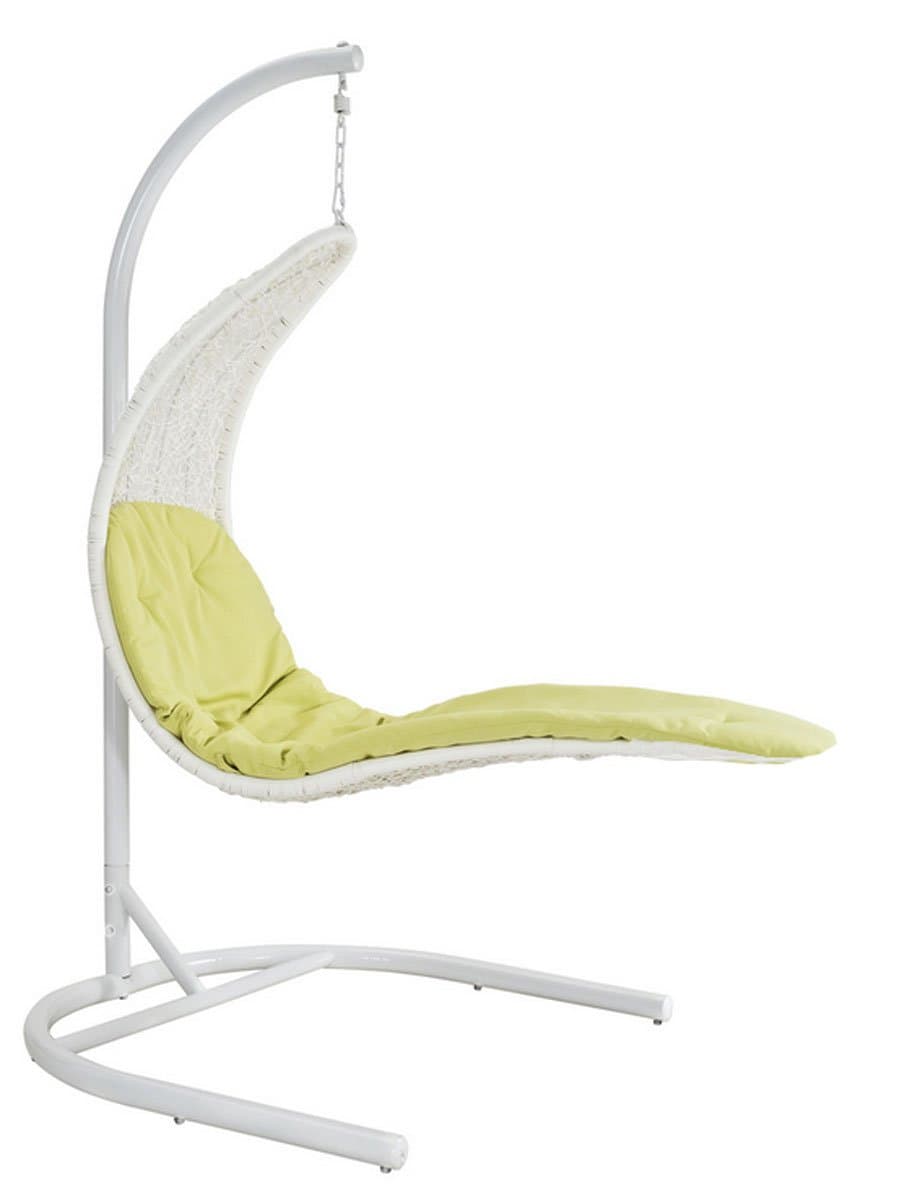 Enclave Lounge Swing Bed Chair Wicker Rattan Hammock Outdoor Patio White/Lime