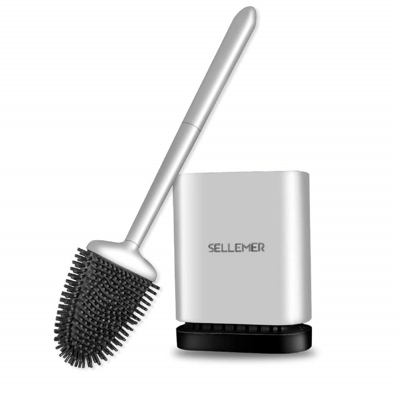Sellemer Bathroom Toilet Brush with Holder for Storage and Organization with Solid Anti Rust Handle Design