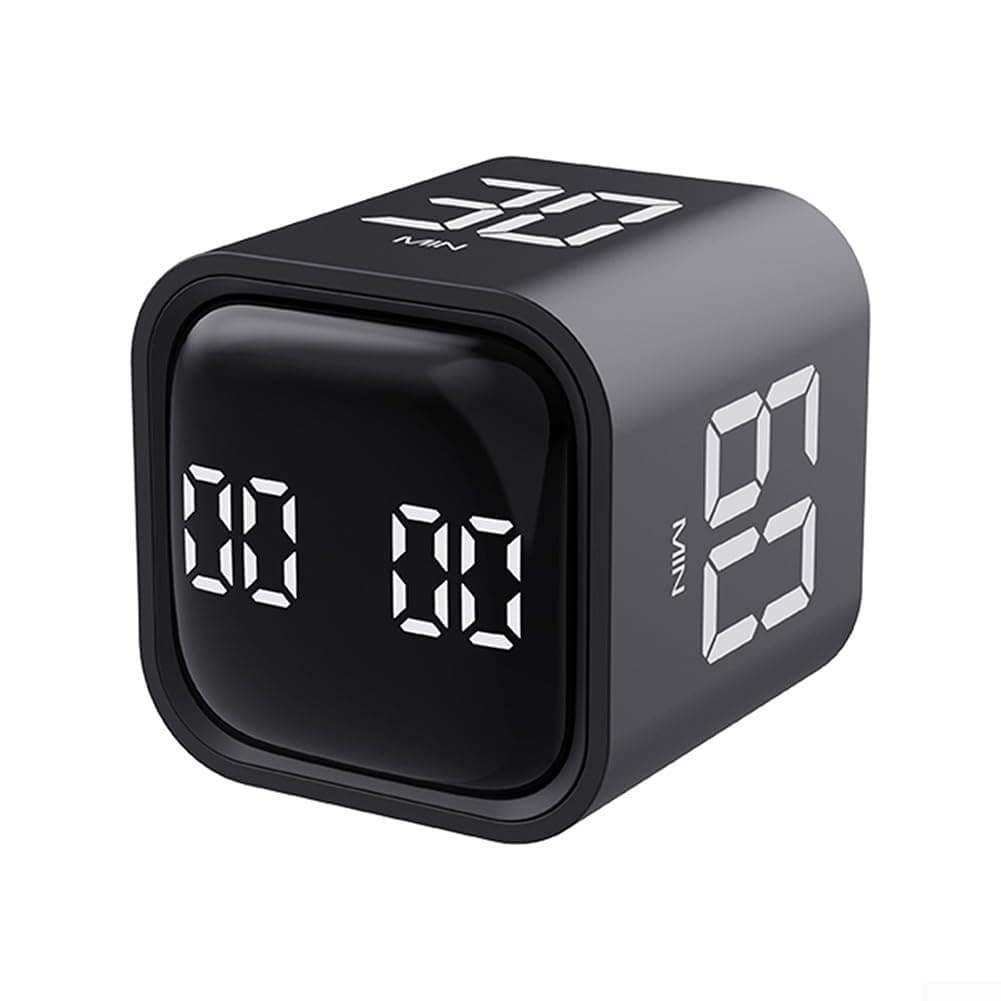 EXTRWORY Desk Timer,Cube Timer Digital Timer,Gravity Cube Study Timer,Digital Kitchen Timer Countdown Stopwatch Modes Silent(Black)