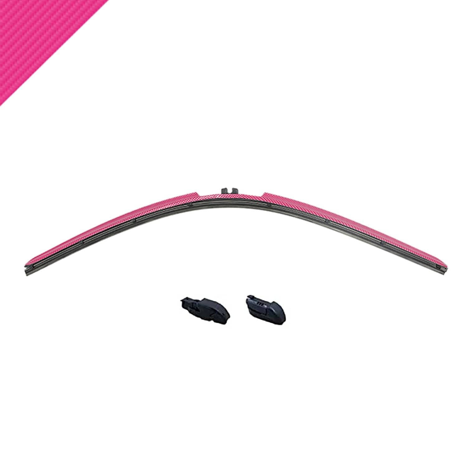 AutoTex Clix Wipers - Pink Carbon Fiber Automotive Wiper Blades - Universal Clip On Replacement Windshield-Wipers - All-Weather - Single Blade (26")