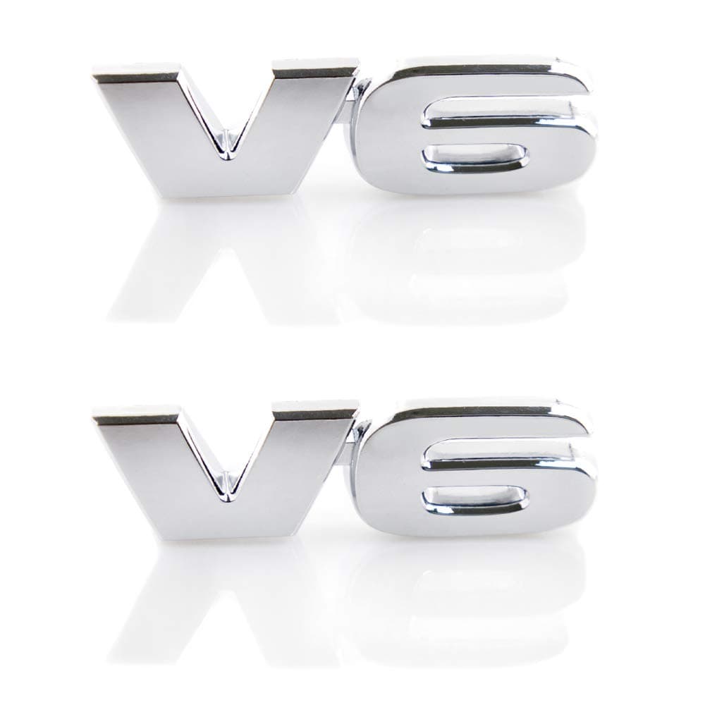 2PC 3D V6 Emblem Metal Badge Decal Car Fender Trunk for 4Runner Tacoma Sequoia (Silver)