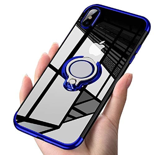 ATUSIDUN Designed for iPhone Xs MAX Case 6.5 Slim 360° Adjustable Ring Holder in Soft TPU Thin Anti-Scratch Shockproof Impact Protection for Magnetic Car Mount