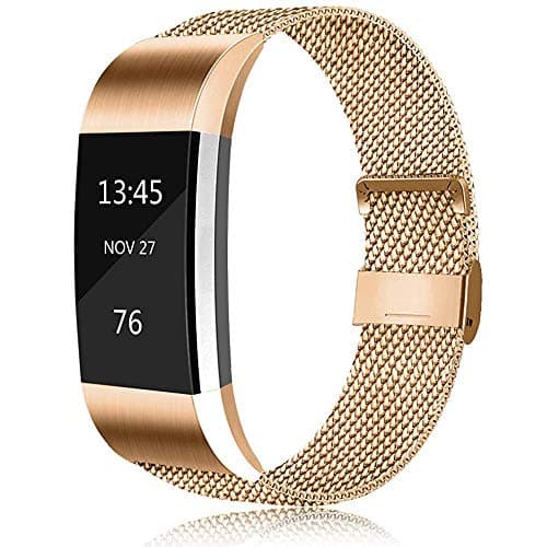 Erencook Replacement Bands Compatible with Fitbit Charge 2, Stainless Steel Metal Lock Replacement Wristband for Women Men Large