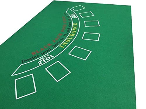 Blackjack Table - Green Felt Layout + Playing Cards - 95cm x 60cm - 7 Players - Adult
