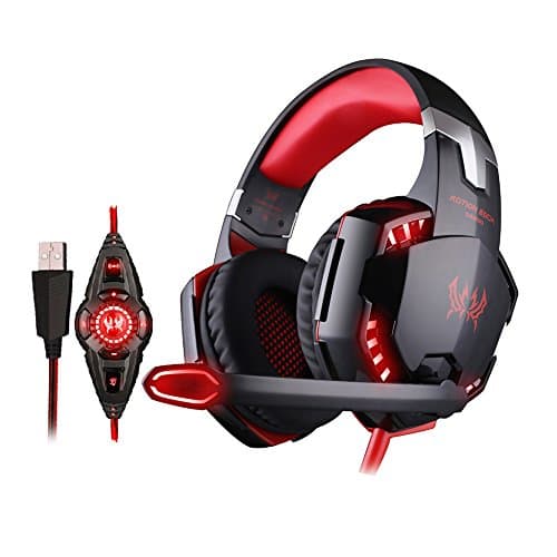 Mugen Power EACH G2200 7.1 Surround USB Super Vibration Gaming Headset with Microphone for PS4 Xbox PC Tablet Laptop Desktop (RED)