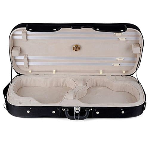 Muzip Professional Double Violin Case 4/4 - Full Size Violin Hard Case with Hygrometer - 4 Violin Bow Holders (Black)