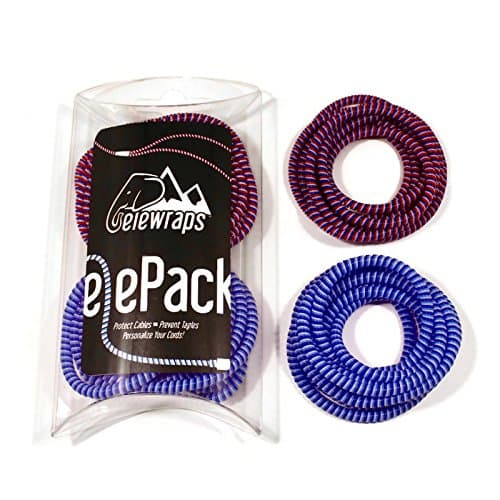 elePack - Twin Pack of Cable Wraps for Headphones and Charging Cables - Protect Cables - Prevent Tangles - Personalize Colors (American Dream)