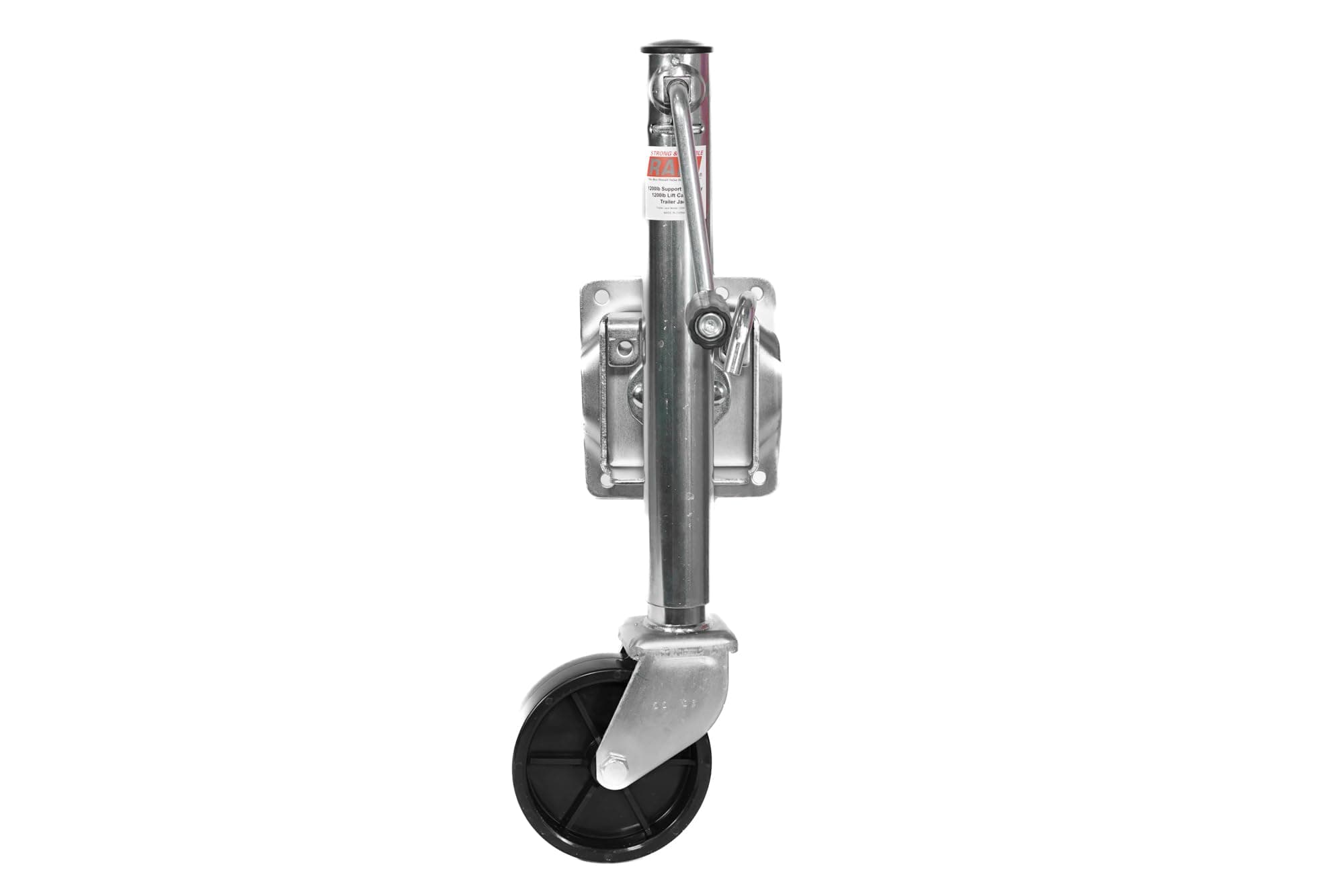 1,200 lbs. Capacity RAM sidewind Bolt-on Swivel Trailer Jack zinc Coated with 6" Caster.