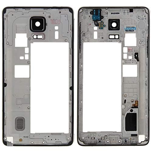 HUFAN Phone Frame Spare Parts Middle Frame Bezel Back Plate Housing Camera Lens Panel with Speaker Ringer Buzzer and Earphone Hole for Galaxy Note 4 / N910V(Black) (Color : Black)