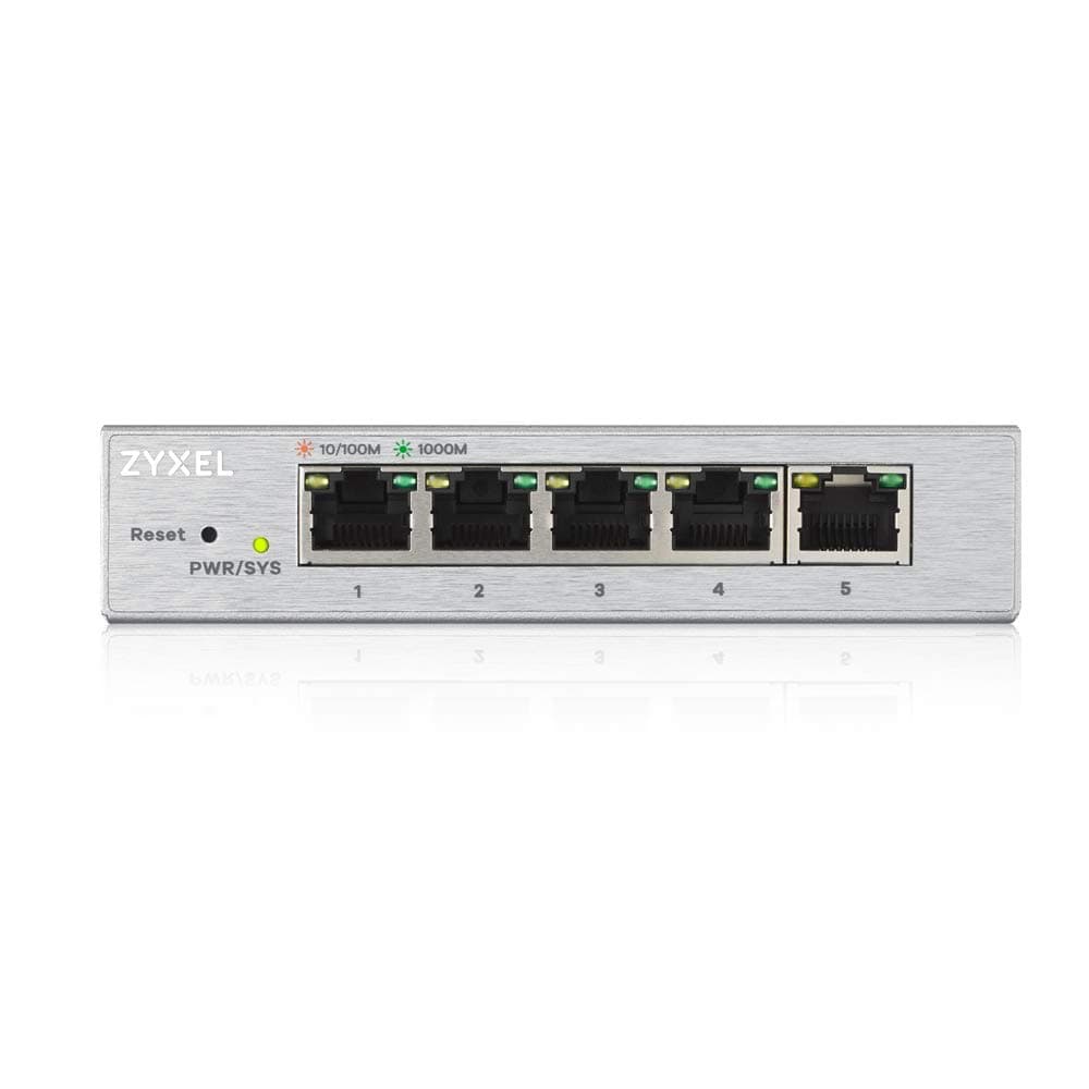 Zyxel 5-Port Gigabit Easy Web Managed Plus Switch, Sturdy Metal, QoS, WebGUI, Jubmo Frames, VLANs, DHCP Client, IGMP Snooping, Link Aggregation, [GS1200-5]