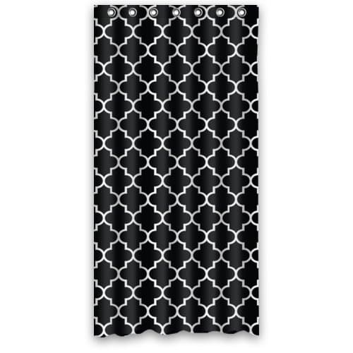 Hipster Black White Moroccan Trellis Latticework Polyester Fabric Waterproof Shower Curtains 36" x 72"