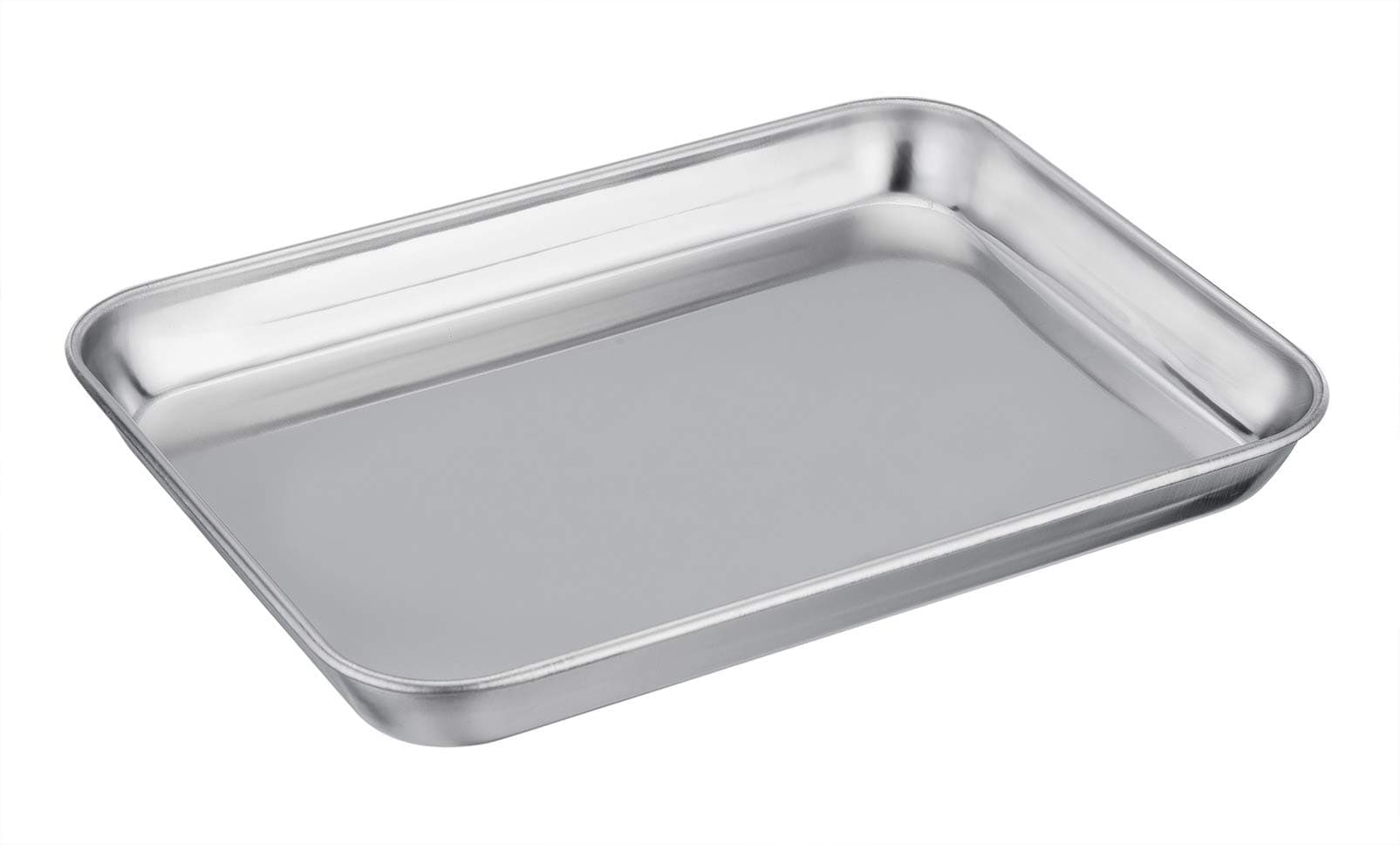 Pure Stainless Steel Toaster Oven Pan Tray Ovenware, 7''x9''x1'', Heavy Duty & Healthy, Mirror Finish & Easy clean, Deep Edge, Dishwasher Safe (18/0 Steel)