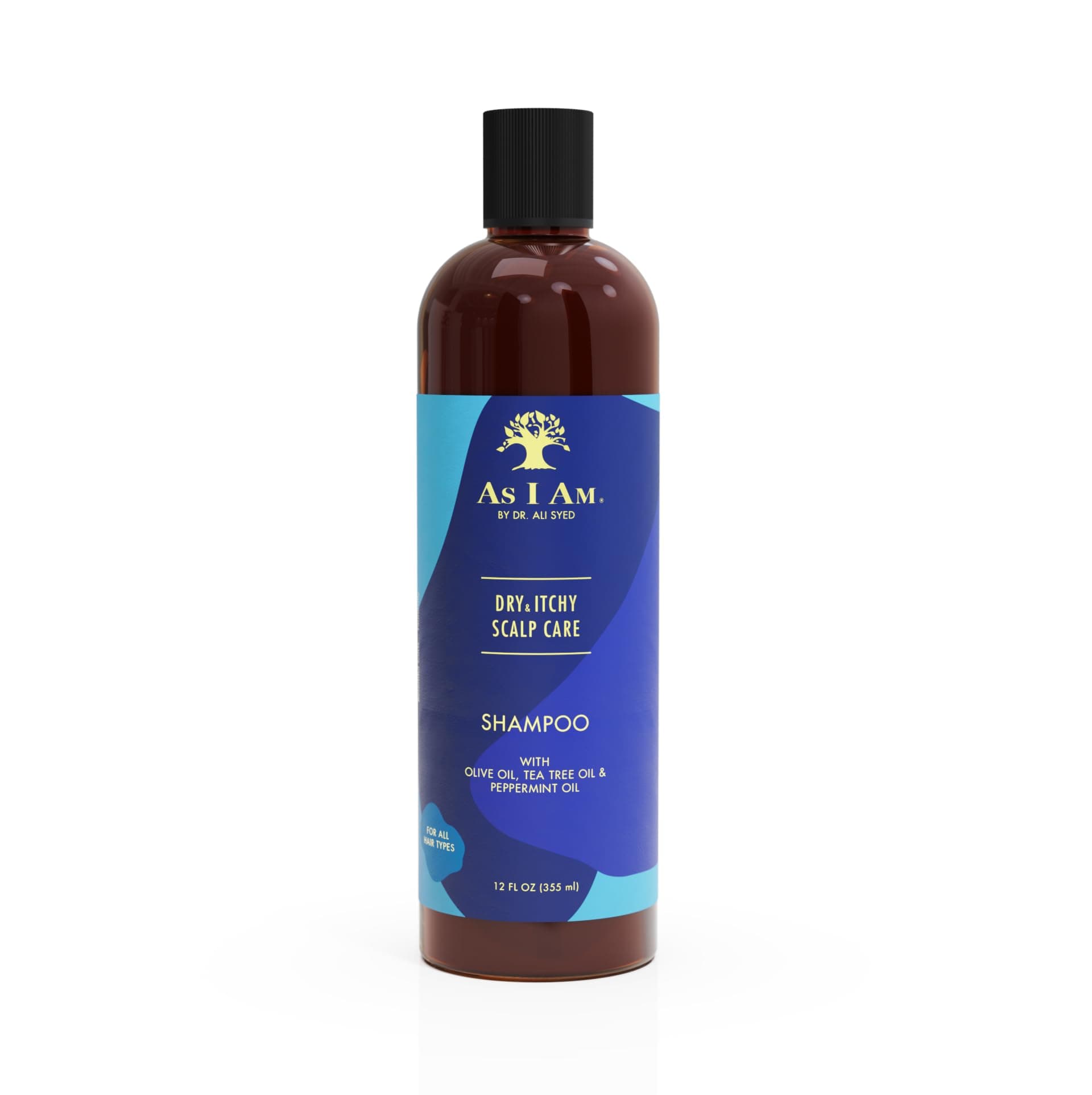 Dry & Itchy Scalp Care Shampoo - 12 ounce - Cleanses and moisturizes dry and itchy scalp - With Olive Oil, Tea Tree Oil & Peppermint Oil
