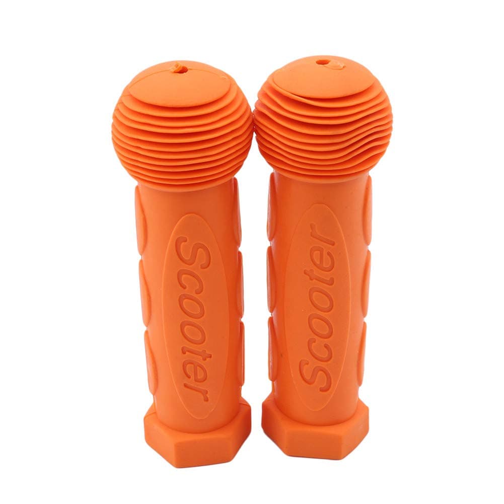 Ellepigy 1 Pair Bicycle Anti Skid Threaded Handle Grips Kids Rubber Bike Tricycle Scooter Handlebar End (Orange)