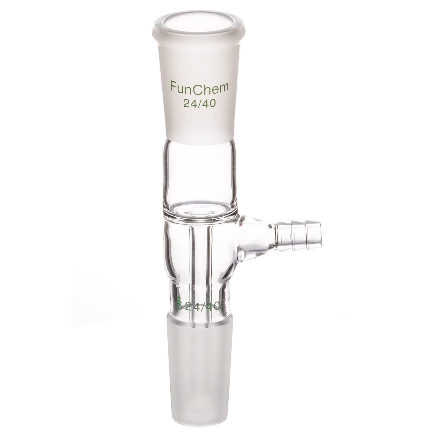 FunChem Glass Straight Vacuum Take Off Adapter, Short Stem with 24/40 Joint