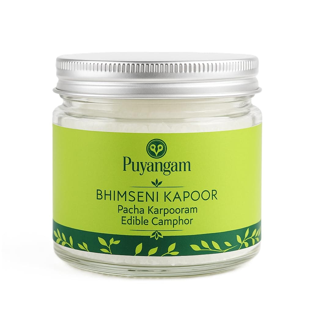 Original and Pure Pacha Karpooram | Bhimseni Kapoor | Edible Camphor | Aromatic for Pooja, Meditation, Havan, Room Freshener, Mosquito Insect Repellent (75 gm)