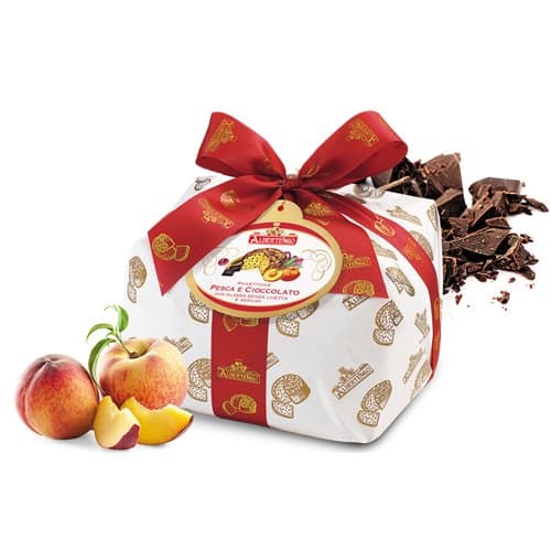 Albertengo Peaches and Chocolate Panettone Italian Holiday Cake, 2.2 Pound (Pack of 1)
