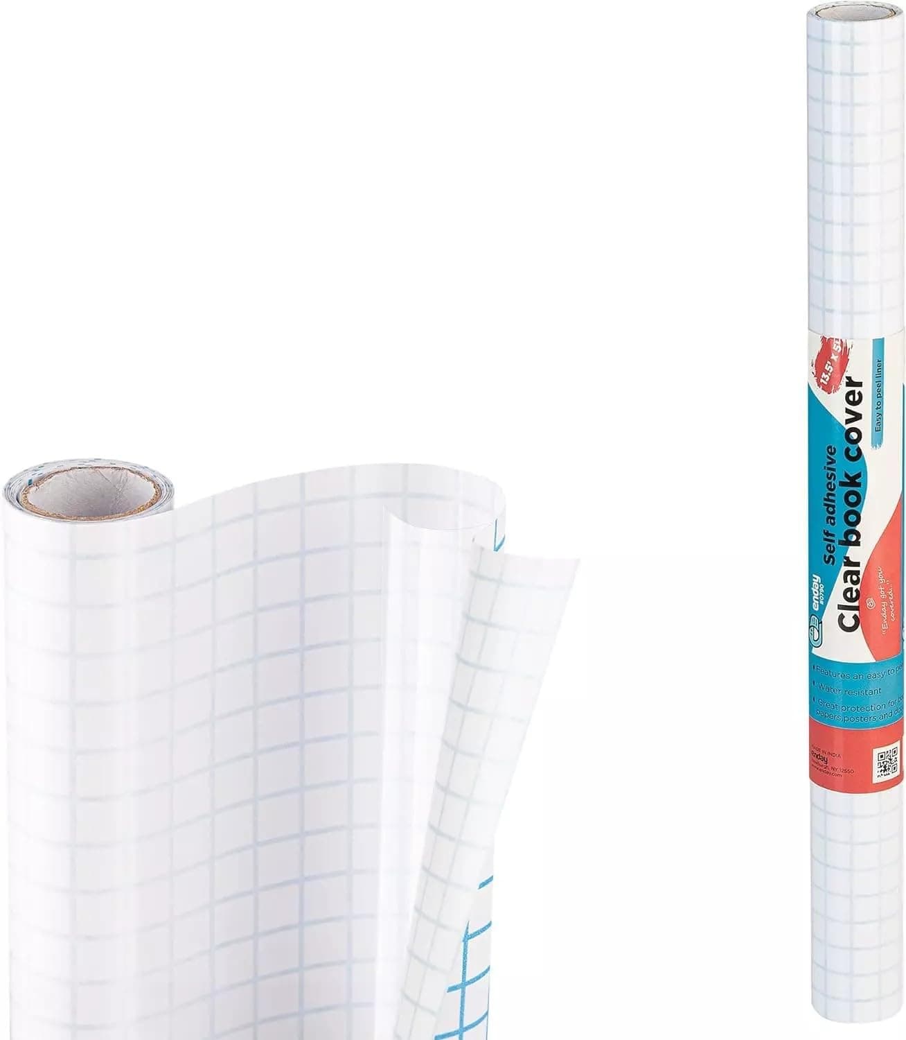 Contact Paper Clear, 17.5” x 5-Feet, Transparent Self Adhesive Book and Textbook Covers for Paperbacks and Hard Covers, Plastic Protective Covering Contact Paper Roll, Acid Free – by Enday