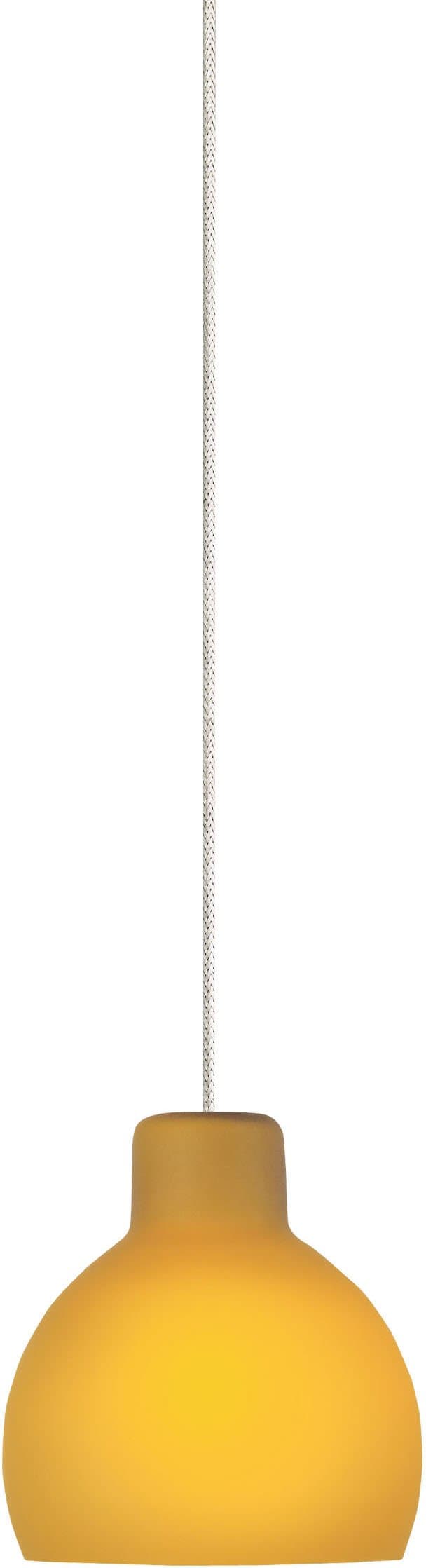 800RLCALAS Calypso Collection 1 Light 12-Volt Mini-Pendant for Monorail, Satin Nickel Finish with Amber Glass Shade