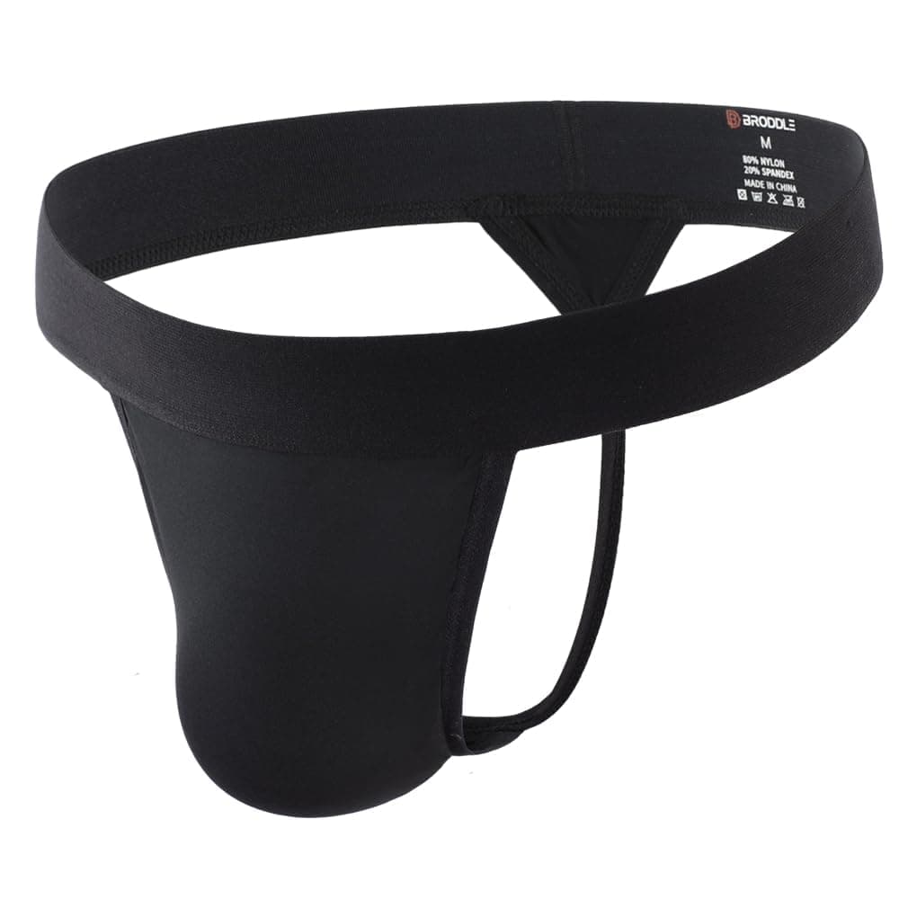 Men's Nylon Thong Underwear G-String Low Rise T-Back Bulge Pouch Workout for Men