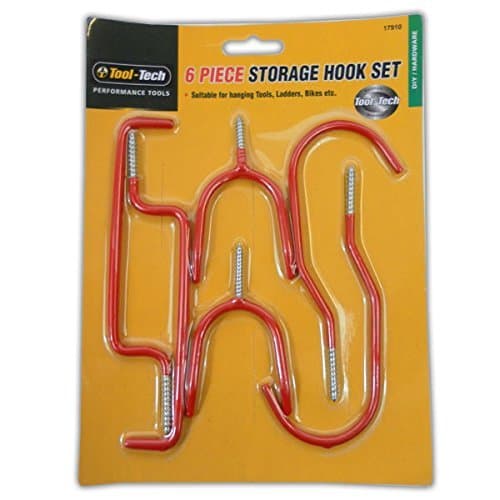 6 Assorted Storage Hook Set - Hanging Bikes Ladders Tools Garage Shed Hooks Tool