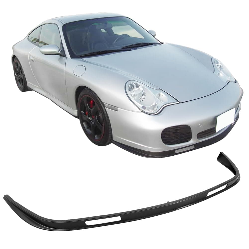 Front Bumper Lip Compatible With 2001-2005 PORSCHE 996 TURBO, 2002-2004 PORSCHE 996 CARRERA 4S, 996 Factory Style PU Black Front Lip Spoiler Splitter by IKON MOTORSPORTS