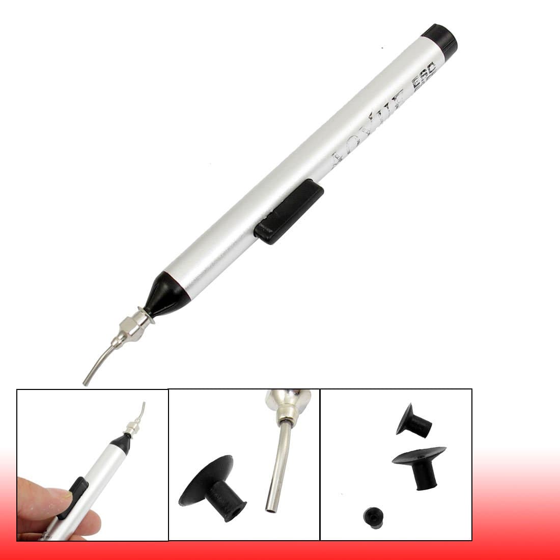 uxcell IC Easy Pick Picker Up Vacuum Sucking Pen Hand Tool w 3 Suction Headers