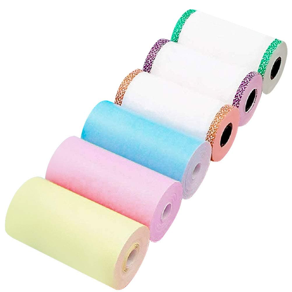 Printer Paper, 6 PCS Color Thermal Paper Rolls, 57 x 30mm (About 2.2 x 1.1 Inch), 6 Rolls in Total, Premium Quality for Portable Pocket Printer