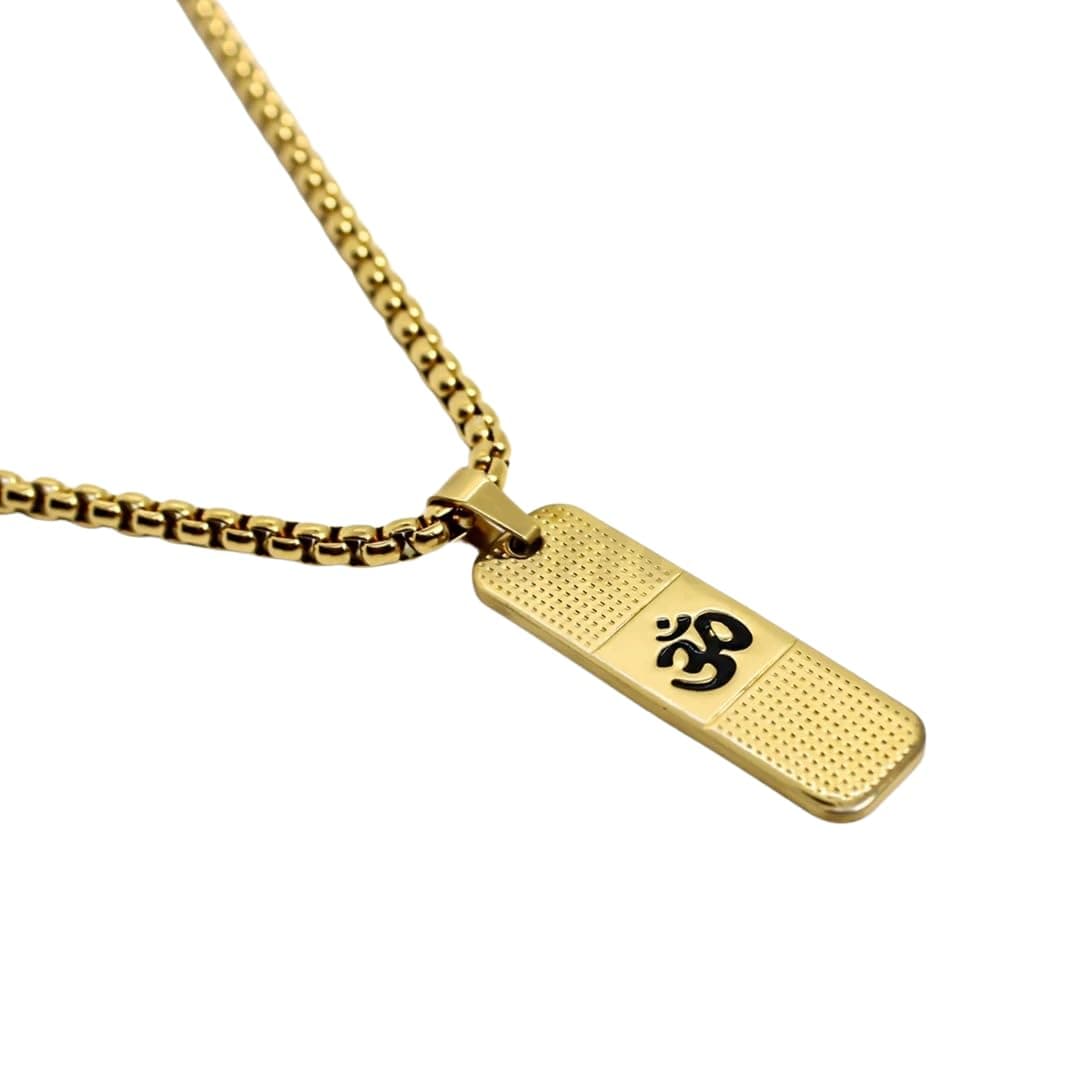 NikzaOm Pendant Dotted Design Gold Chain For Men (24 Inch)
