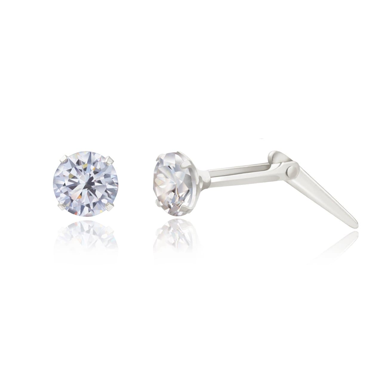 AndralokSterling silver 3mm white cubic zirconia cz Andralok stud earrings/Gift box
